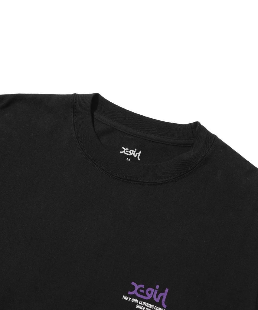 Casual Drip Paint Logo Short Sleeve Black X-girl Tee, Women's,
