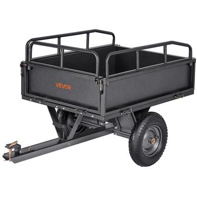 Remorque utilitaire de jardin, 10 pi³. Capacité de 227 kg, Remorque de transport pour VTT UTV, Chariot basculant en acier à tracter avec pneus de 14 pouces