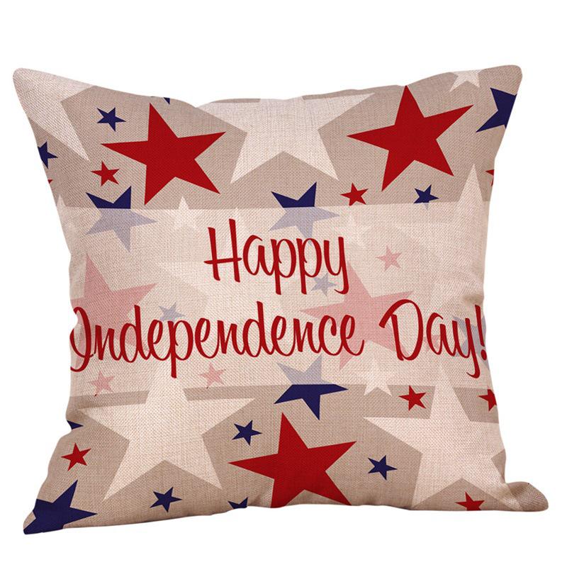 Independence Day Linen Pillowcase - Polyester Sofa and Car Cushion