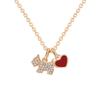 AG French Zircon & Diamond Heart Necklace - Mother-of-Pearl and Agate, Luxury Dog Design Clavicle Chain.