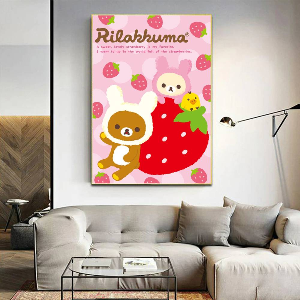 Japan Anime Cute Cartoon Rilakkuma Classic Vintage Posters Decoracion Painting Wall Art White Kraft Paper Kawaii Room Decor