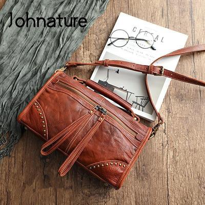 Handmade Luxury Handbag Genuine Leather Women Bag Leisure Natural Soft Cowhide Large Capacity Shoulder Bags