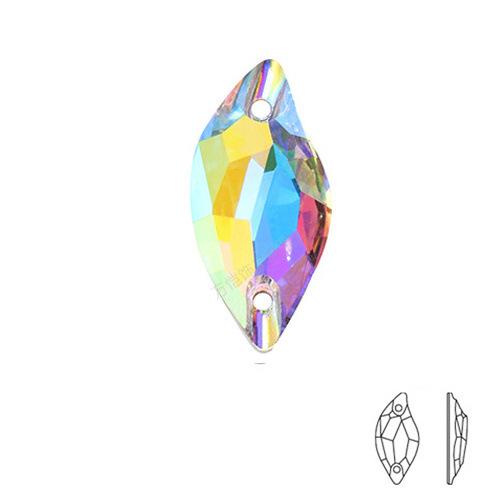 K9 Glass Willow Leaf Flat Bottom Hand Sewn Drill, High Imitation Aojin Bottom Double Hole Flat Buckle Diy Clothing Rhinestone Jewelry Accessories