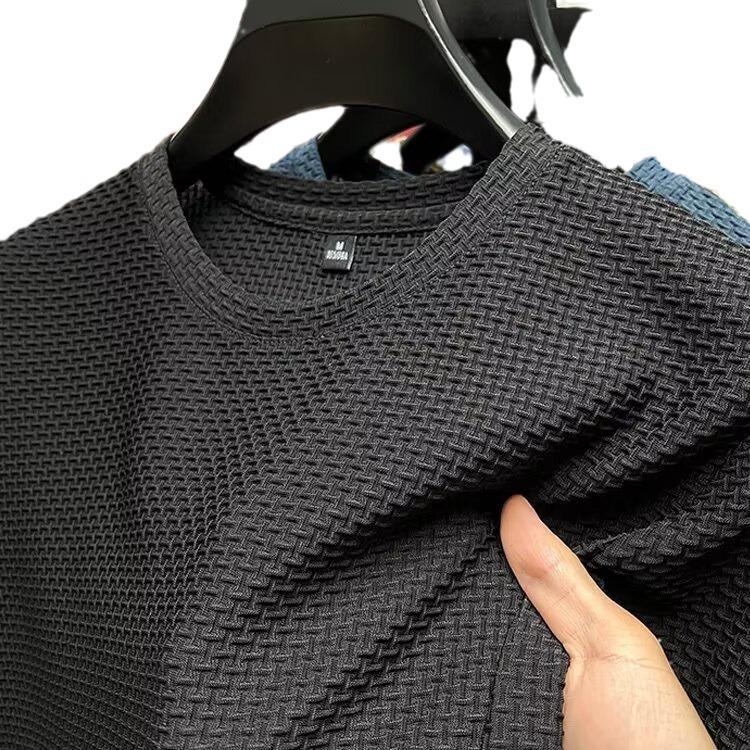 2024 Men's Ice Silk Breathable Mesh Short-Sleeved T-Shirt – Ultra-Thin, Round Neck Summer Wear