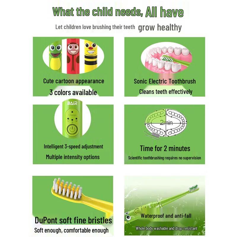 BAIR K3 Kids Sonic Electric Toothbrush with Pressure Sensor