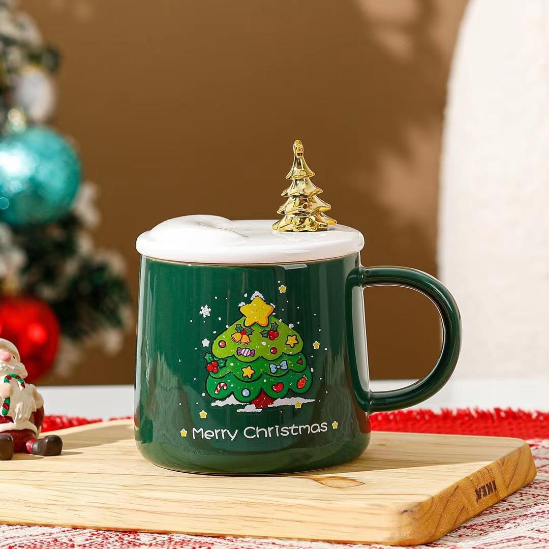 

Креативная рождественская керамическая кружка, мультяшная рождественская кружка, милая рождественская кружка для воды в рождественском стиле, кофейная чашка с изображением рождественской елки 301-400ml