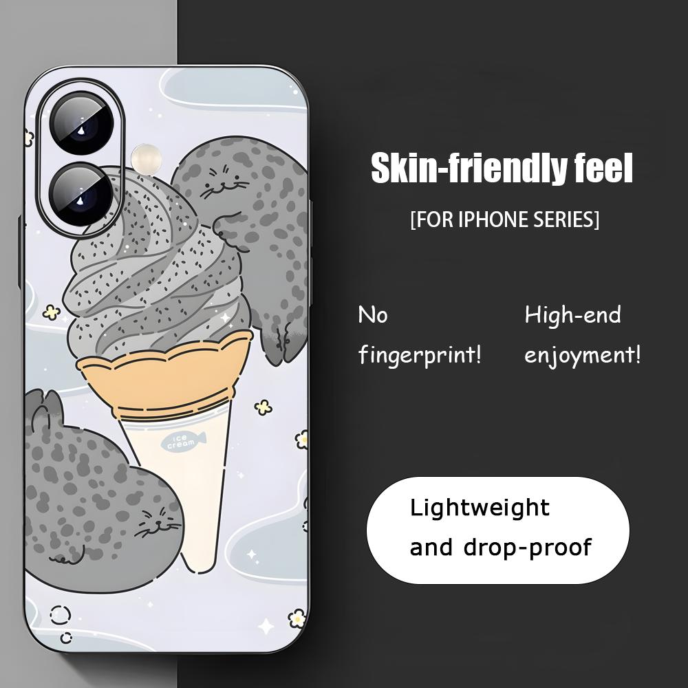 Popular Seal Design Fashion Phone Case For iPhone 17 16 15 14 13 12 11 X XR XS 8 Plus Mini Pro Max Soft Black Shockproof Cover