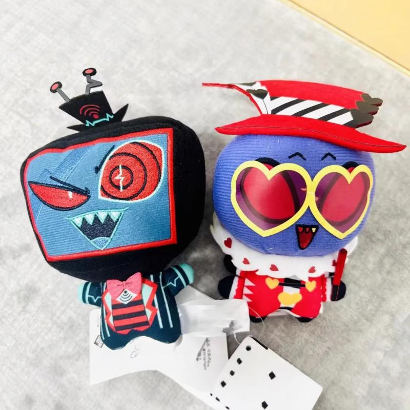 10cm Dolls Hazbin Hotel Vox Lucifer Ko Plush Toy Keychain Kawaii Bag Pendant Cute Anime Peripherals Keyring Birthday Fans Gift
