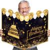 Großes Geburtstagsgästebuch Grußkarte für Männer Frauen, Schwarz Gold Alles Gute zum Geburtstag Gästeschildbuch für Geburtstagsfeier Zubehör
