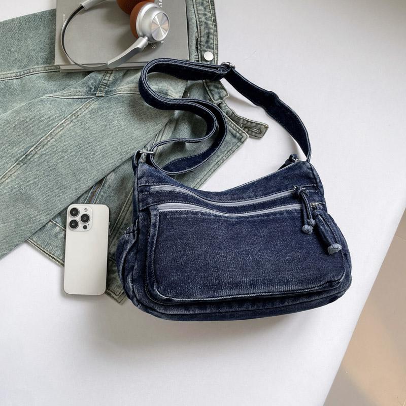 Denim Bag Women's Large Capacity Shoulder Bag Retro Student Crossbody Bag
