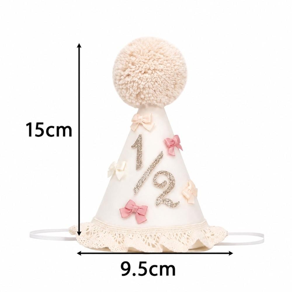 Sweet Bow Birthday Hat Handcrafted Pom Pom Lace Ruffle Hat Princess Birthday Hat Children's Party