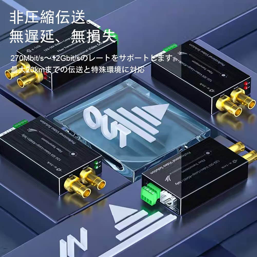 12G SDI Fiber Extender Mini Converter Optical Fiber 12G 4K SDI to Fiber Converter SFP module included Loop output backward RS485 tally single fiber