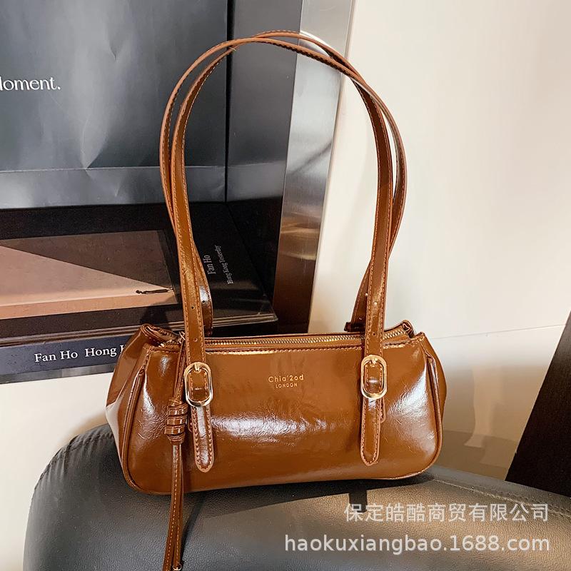Vintage Niche Boston Bag Women's 2025 New Trendy Korean Armpit Bag Simple Shoulder Bag Portable Commuter Bag