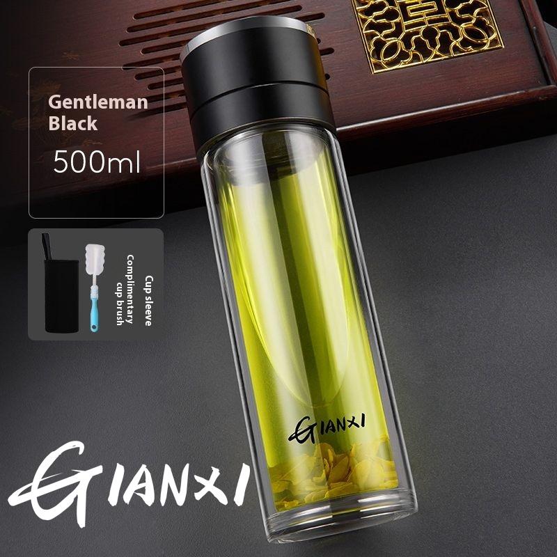 GIANXI One Button Open Lid High Temperature Tea Separation Cup men's Office Press Water Cup Tea Cup Quick Open Double Glass