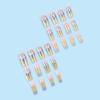 24 Pcs Flowers Stick on Nail Colorful Artificial Nail Long Square False Nail Glossy Press On Nail for Woman Girls