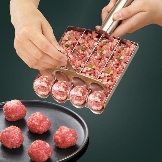 Meatball Maker Tool Stainless Steel Manual Non Stick Meatball Maker Time-Saving Portable Meatball