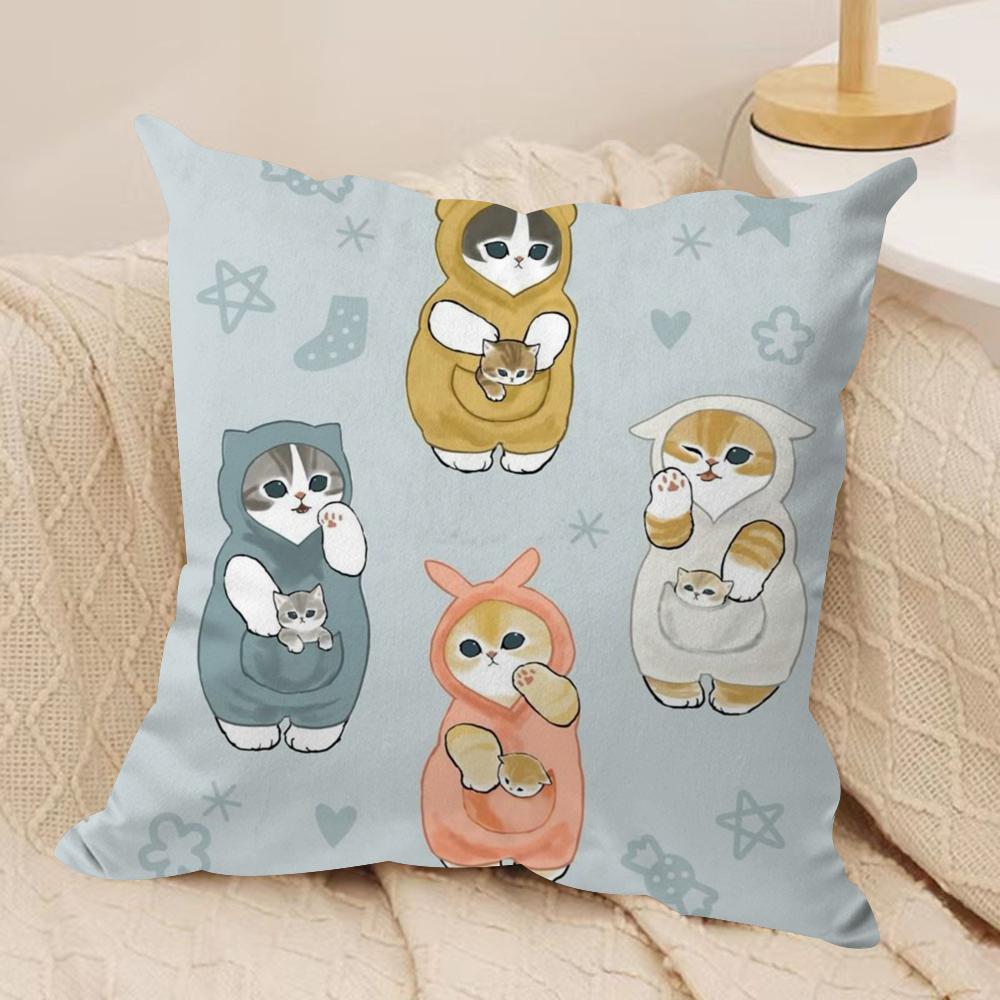 Fashion MMofusand Cat Cushion Cover Soft Plush Throw Pillow Cover DoubleSided Decorative Cushion Case Sofa Bedroom Home Decor