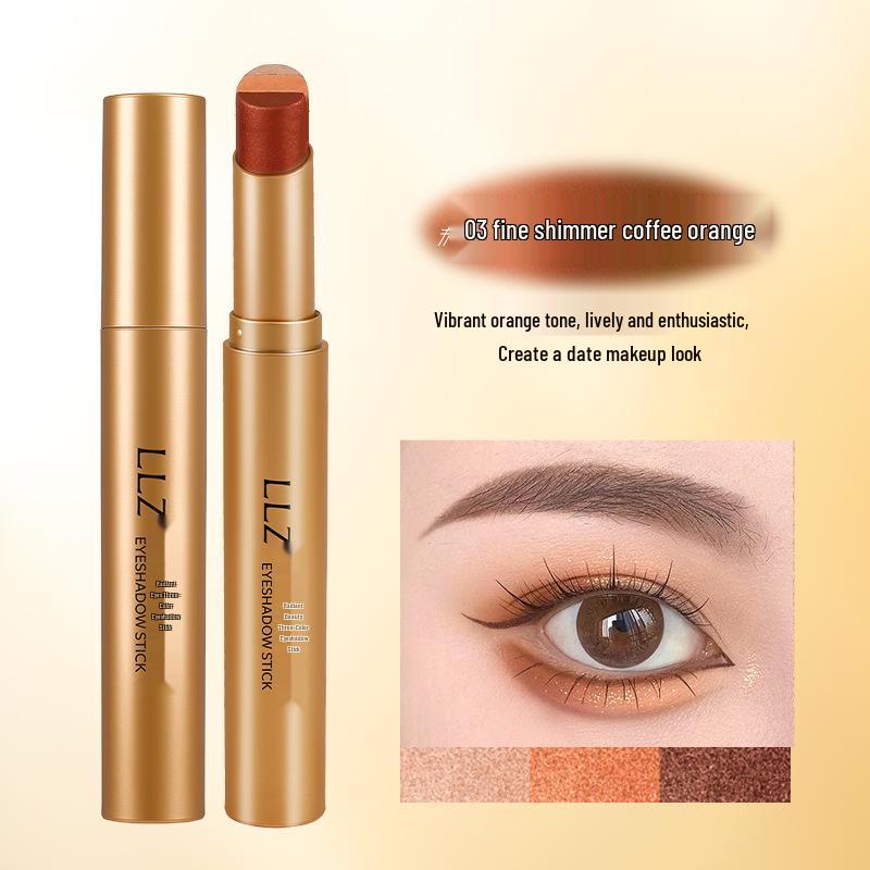 Lilin Zhi Radiant Beauty Three-Color Eyeshadow Stick - Gradient Pearlescent Shimmer for Effortless Under-Eye Contouring.