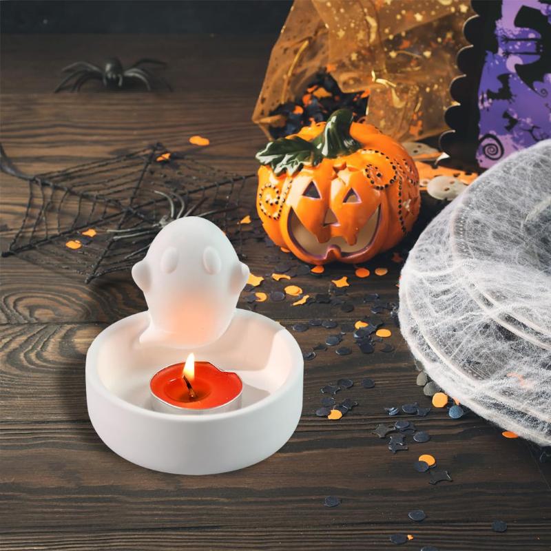DIY Ghost Candlestick Silicone Mold: Creative Halloween Candle Holder, Resin Molds for Handmade 3D Ghost-Shaped Candle Holders