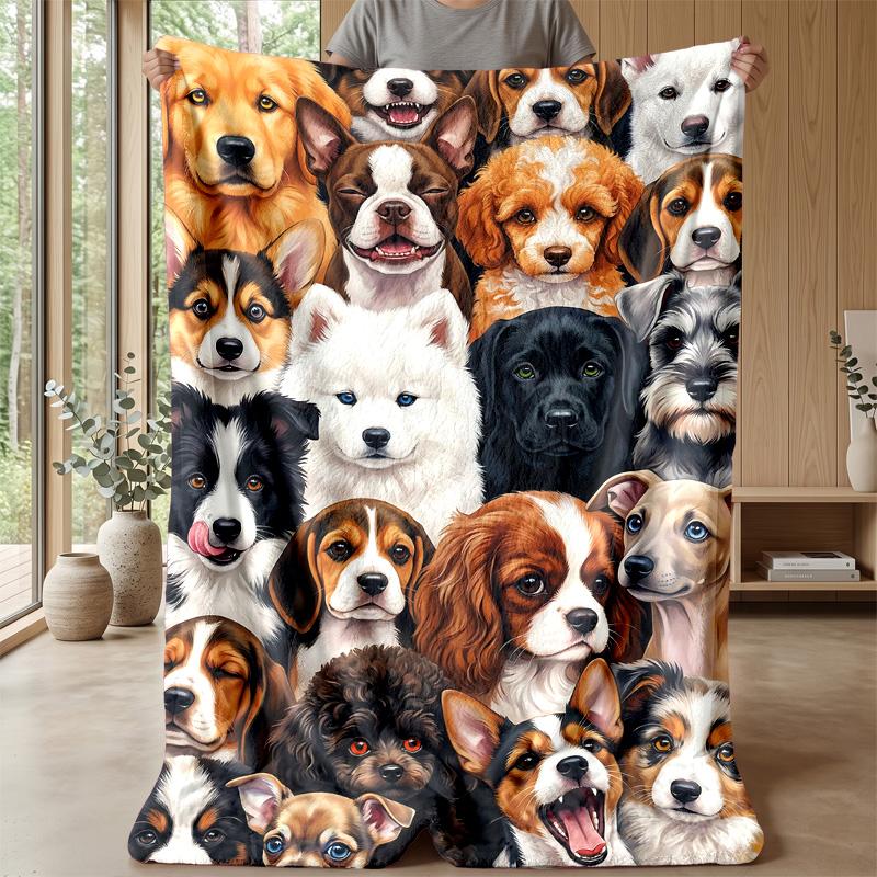 Diverse Canine Expressions Theme blanket Lightweight Warm Flannel Blanket Decorative Throw Blanket for Home Decoration