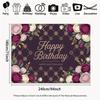 2D Lila Blumige Geburtstagskulisse, Happy Birthday Rosen-Party Hintergrundtuch