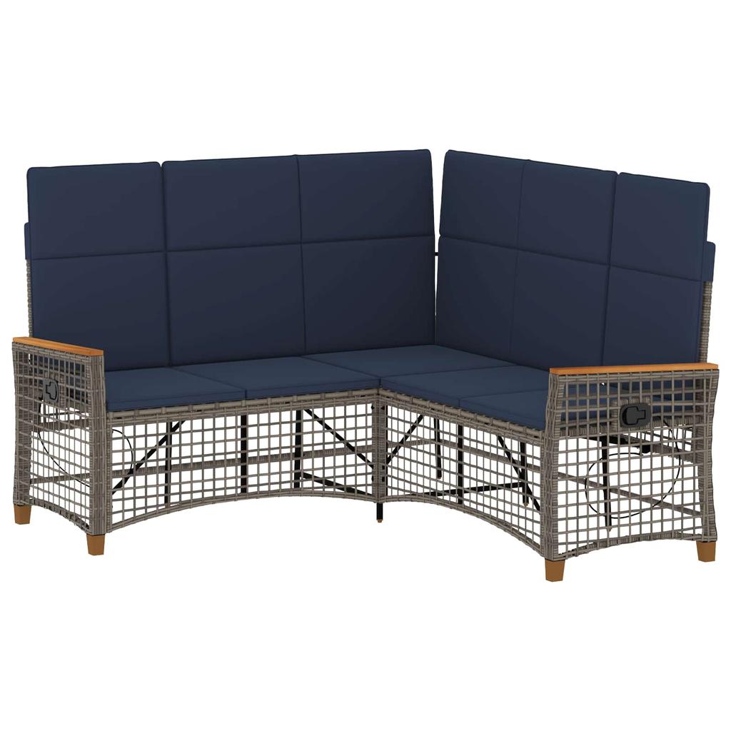 Garden Lounger Sofa Set Gray and Navy Blue 164 x 164 x 112 cm