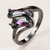 Wish Black Gold Colorful Horse's Eye Stone Edge Small Diamond Ring Retro Personality Ring