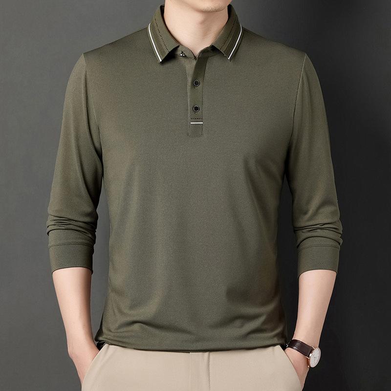 Autumn New Long-T-Shirt Men's Lapel Polo Shirt Youth Business Slim Fit