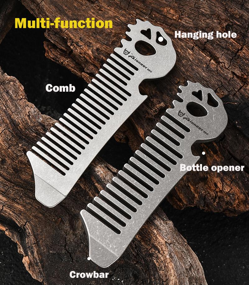Pure Titanium Comb Multi-function Corkscrew Crowbar Pendant MINI Portable Super Light Outdoor EDC Self-defense Tool Small Access
