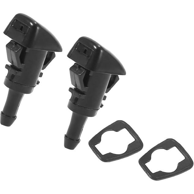 Motoforti Front Windshield Wiper Nozzles for Chevy Trailblazer for Buick Rainier with Gaskets - Pack of 2 Black Long-lasting