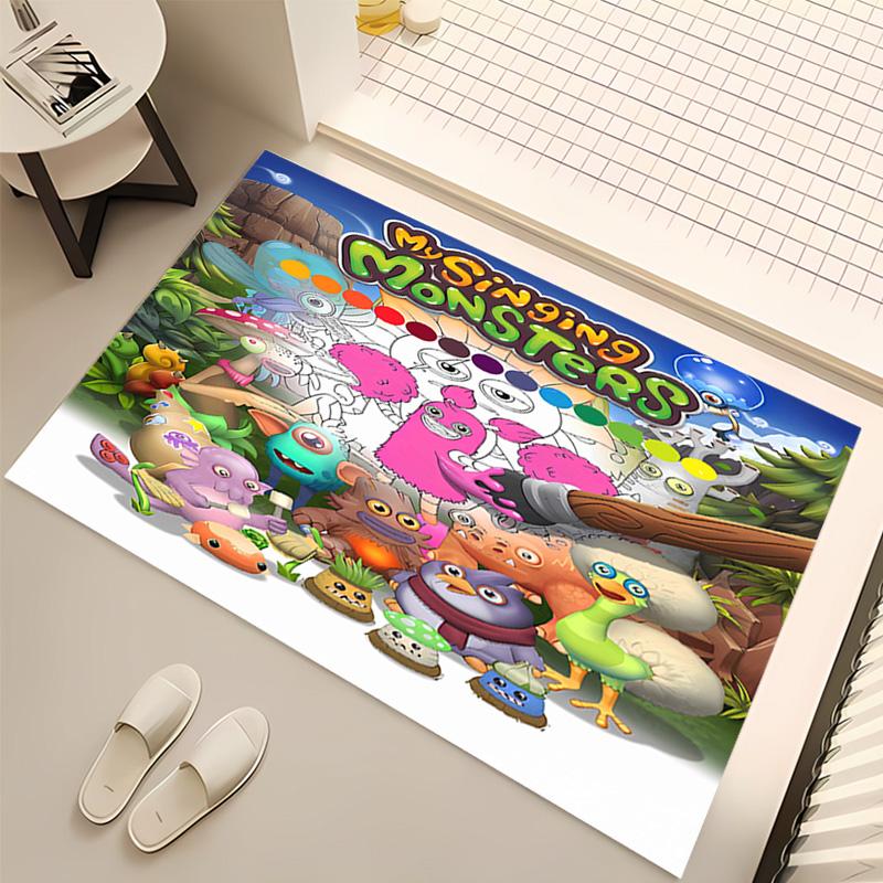 1pc My Singing Monsters Print Area Rug - Soft, Washable Non-Slip Indoor Mat, Living Room, Home Office Decorative Rug,Office Decorative