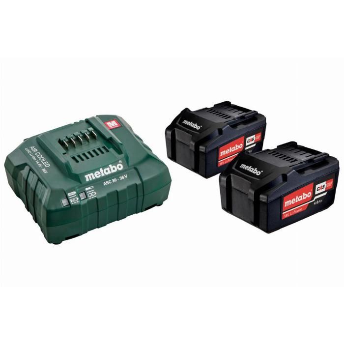 Set De Base 2x4Ah Li-Power 18V - METABO - Chargeur ASC 55 - Batterie Li-Ion - Garantie 2 Ans
