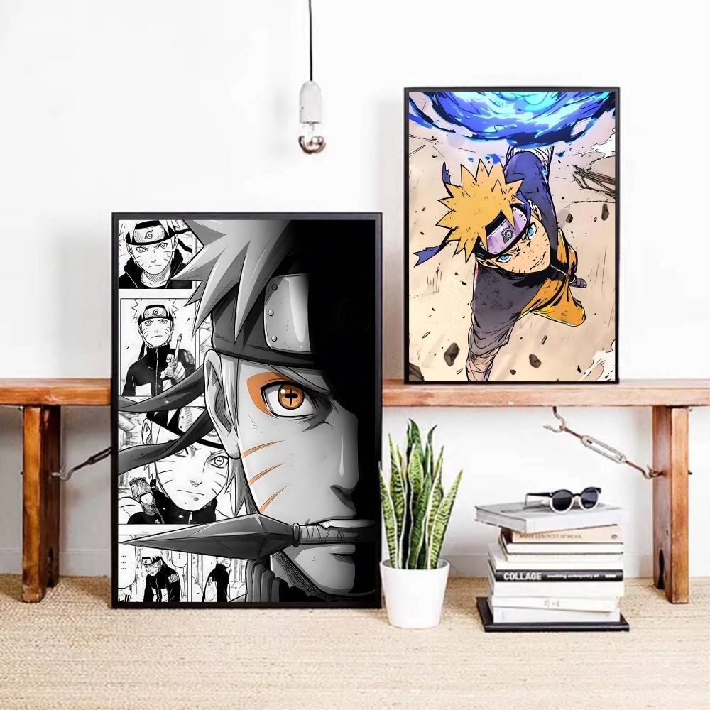 1pc Anime Characters U-Uzumaki N-Naruto posters Self-adhesive Paper Print Home Living Room Bedroom Entrance Bar Cafe Art