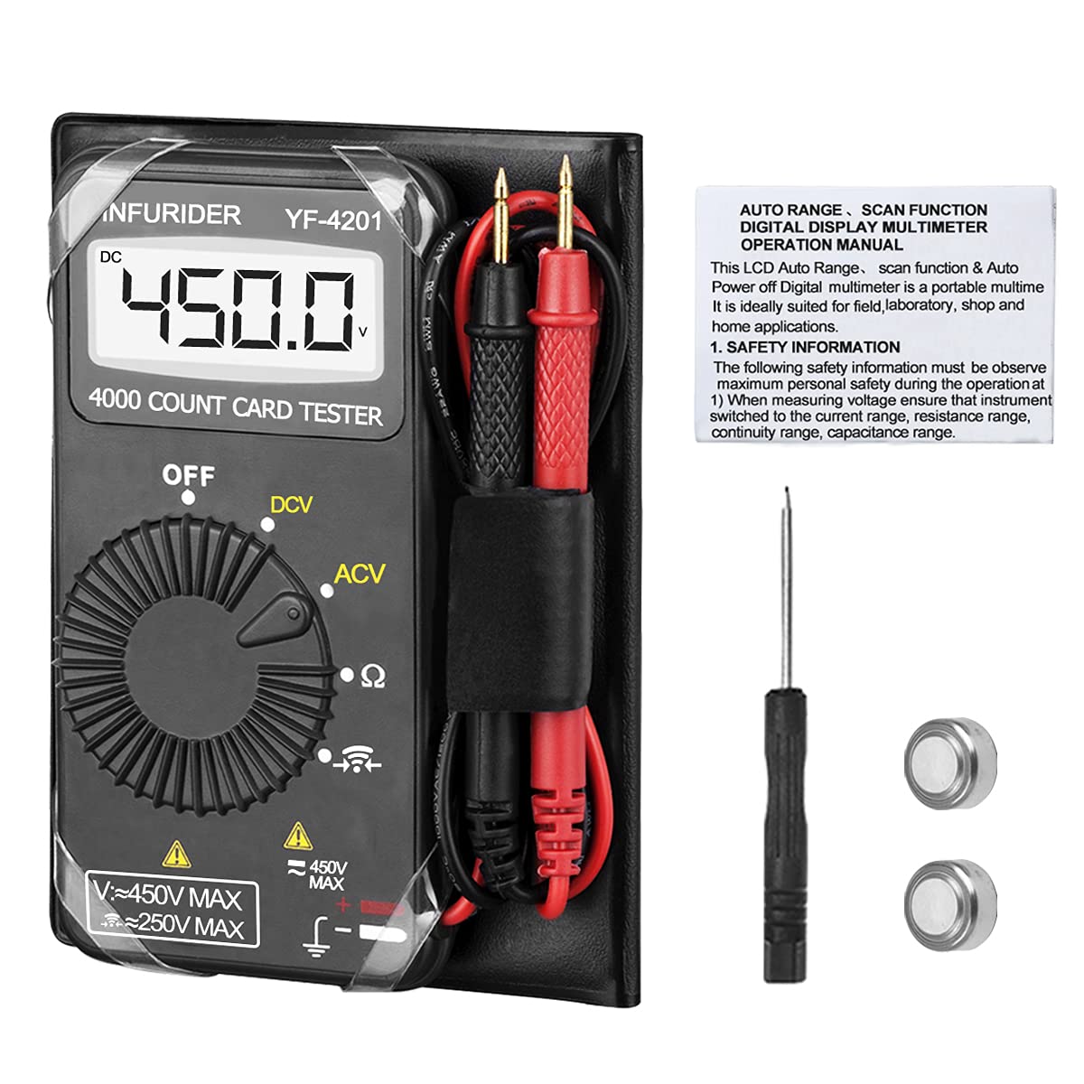 

INFURIDER Digital 4000 and Continuity Large LCD Electronic Measuring Japanese Instruction Manual Included YF-4201 Ultra-Compact Multimeter, Count,