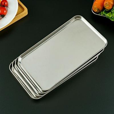 Food Grade Stainless Steel Tray Rust Resistant Storage Metal Food Serving Plate Food Organizer Rectangular