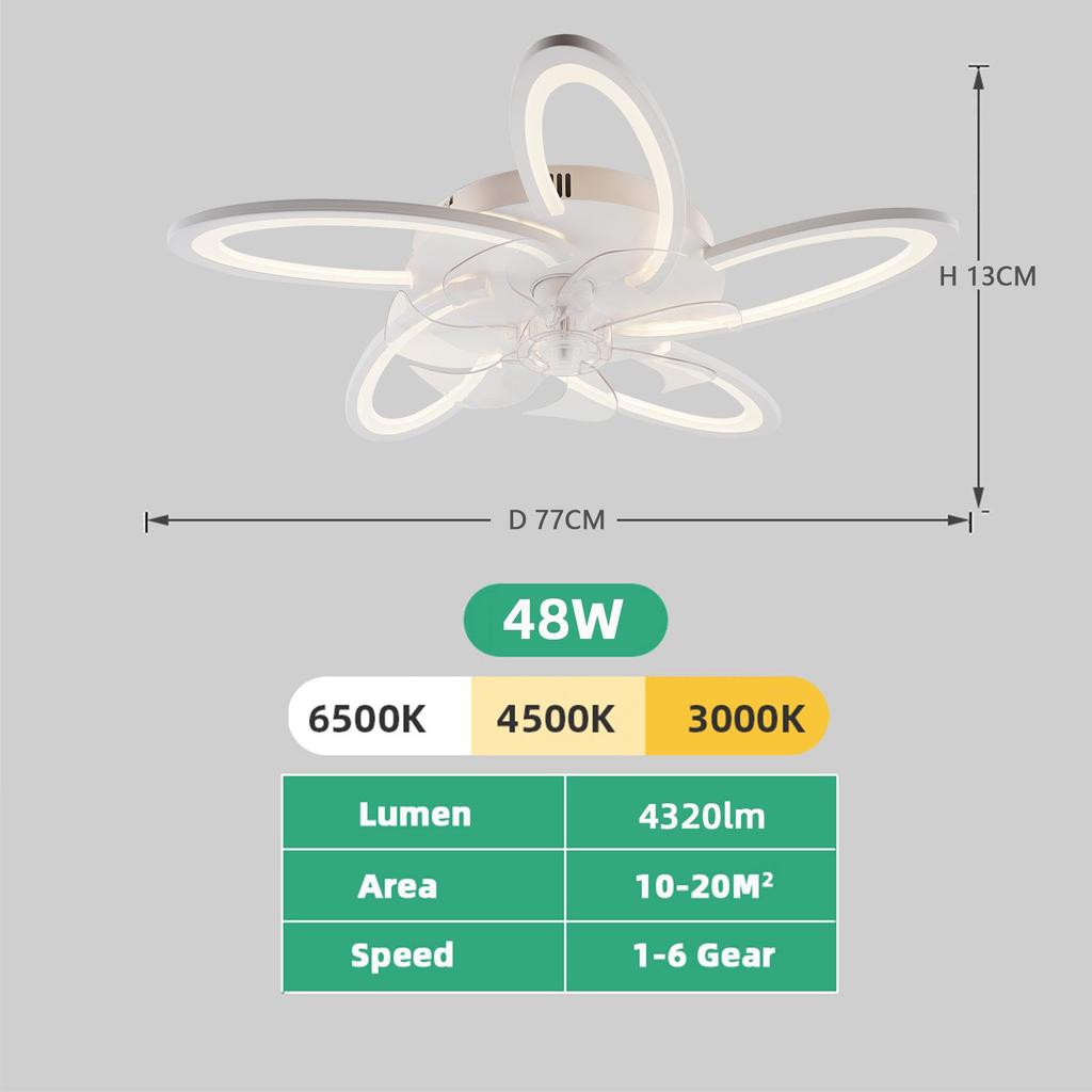 Living Room Bedroom Dining Room Ceiling Fan with Light - Stylish Home Decor