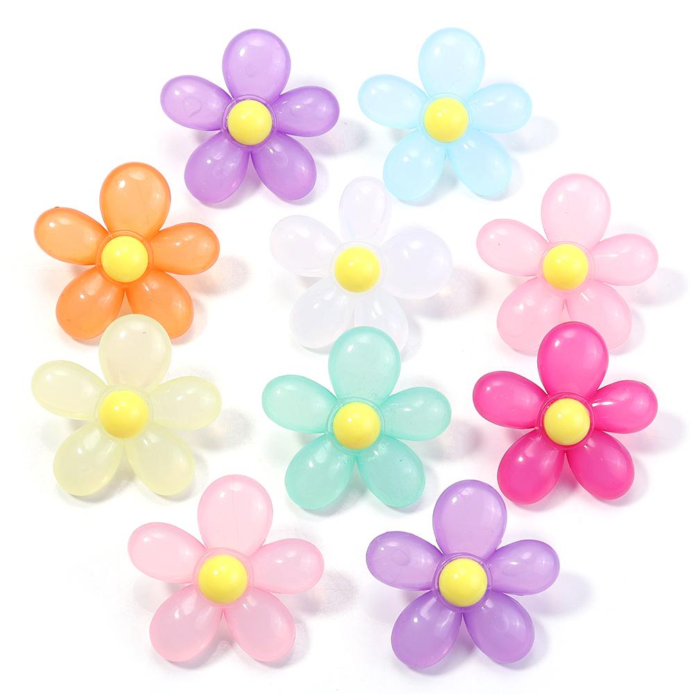 10 Stück/Los Acryl-Blütenperlen Jelly-Farbe Sonnenblumenperlen Lose Abstandshalterperlen Für Schmuckherstellung DIY Halskette Haarschmuck