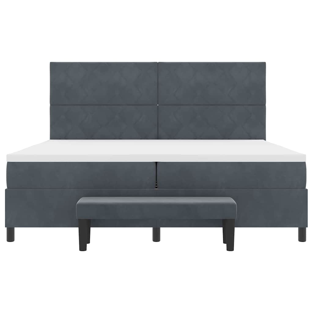 Boxspring Bed with Headboard Dark Grey 200 X 200 Cm Velvet