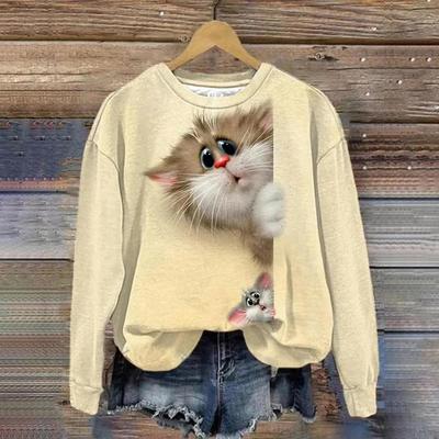 2023 herbst Lustige 3d Druck Katze Frauen Hässliche Weihnachten Pullover Jumper Tops Urlaub Partei Pullover Sweatshirt Tops
