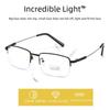 Ultraleichte Halbrahmen-Lesebrille aus Titan - Unisex-Anti-Blaulicht, geeignet für Menschen mittleren Alters und ältere Menschen