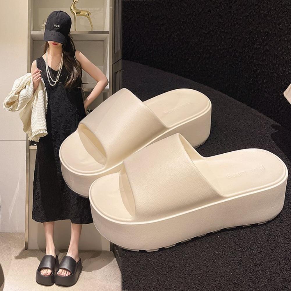 Fashion Vacation Thick Soles Women's Shoes EVA Soft-soled Non-slip Easy To Clean Slippers Casual 2025 Solid Color Flat Sandals