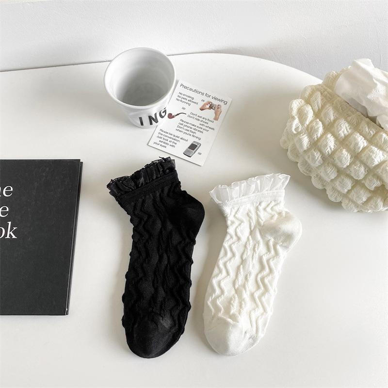 Japanese College Wind Socks Women'S Sweet Bow Cotton Socks Lace Lace Girl Boat Socks Lolita Women'S Socks