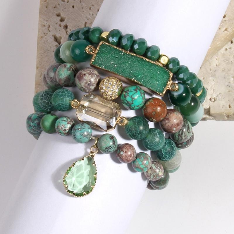 Elegant Stone Bracelet Handmade Beads Jewelry Natural Stone Jewelry Stone Texture Perfect for Friend or Lover Present