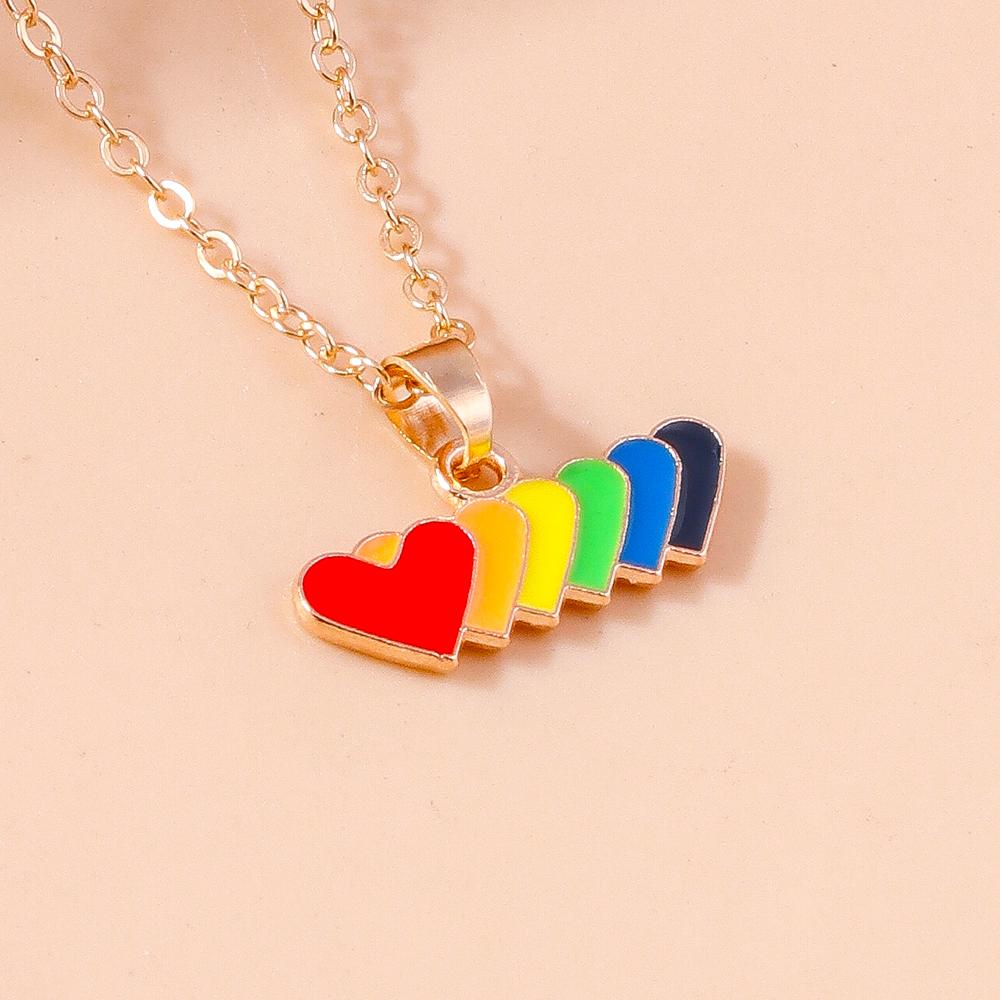 Cute Enamel Rainbow Flag Pendant Necklace for Women Girls Necklaces Chain Party Holiday Jewelry Gifts
