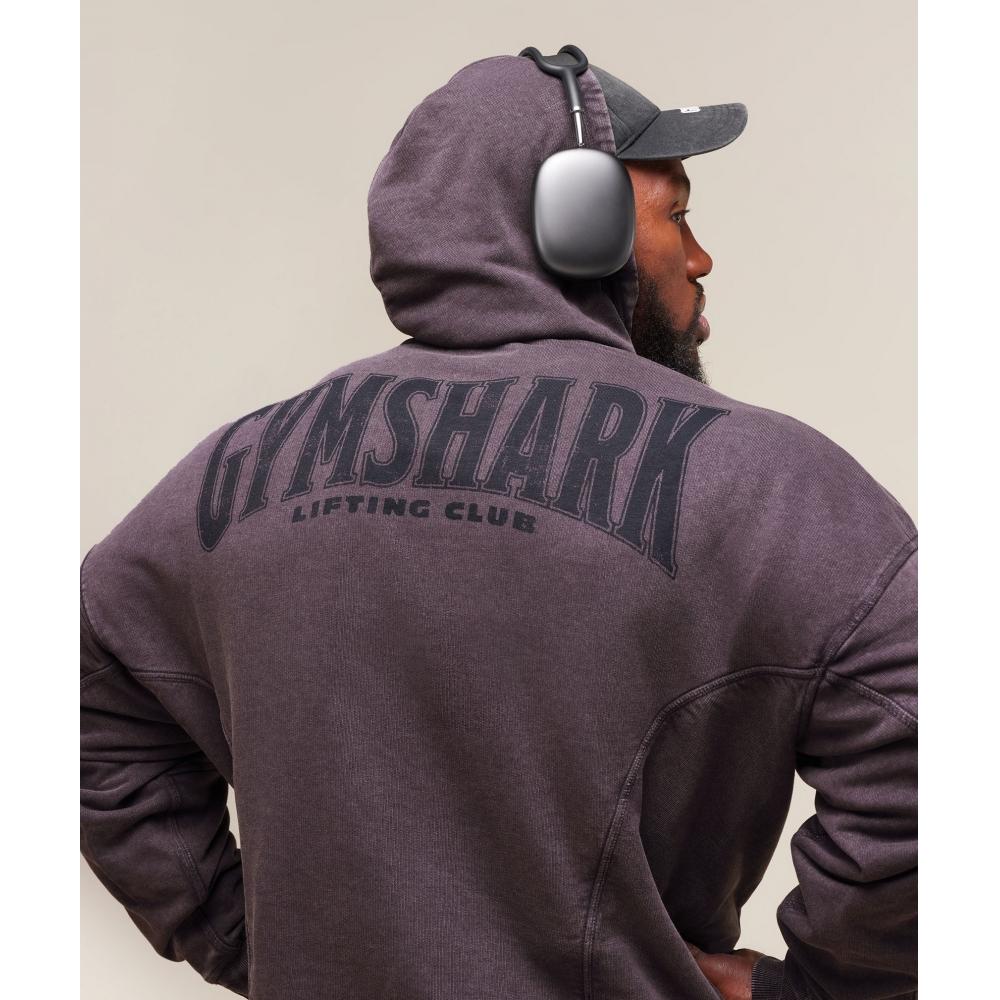Gymshark Sudadera con capucha Heritage Washed en color marrón ciruela A4a7j Nc1t