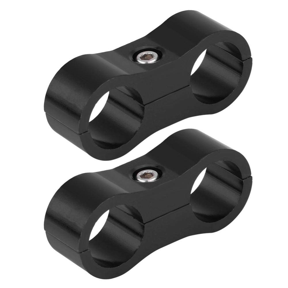 Qiilu [2pcs] AN6 Hose Separator Clamp Fitting Adapter Bracket Aluminum Alloy Universal (Black)