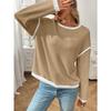 TIFICY Women's Fashion Casual Spring Autumn Solid Color Print Long Sleeve O-Neck Blouses & Shirts