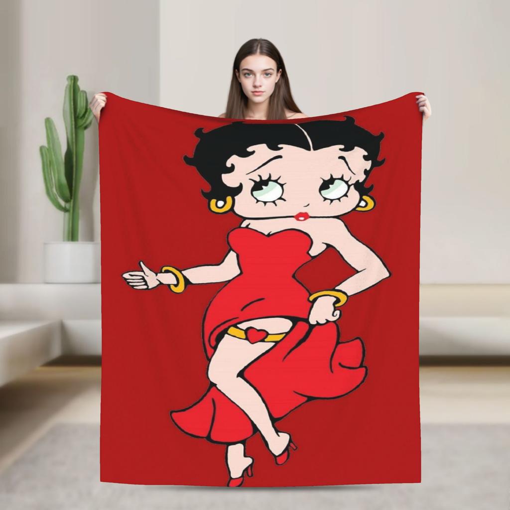 B-Bettys Boops Warm Blanket Kids Plush Throw Blanket Aesthetic Couch Chair Flannel Bedspread Sofa Bed Cover