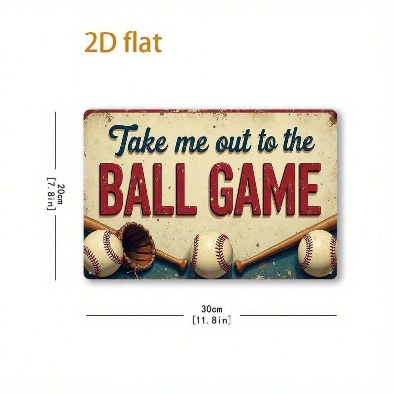 Metal Wall Art Vintage Baseball Sign Take Me Out To The Ball Game Pub Bar Decor