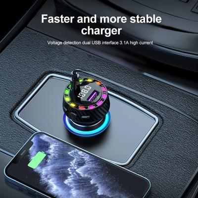 Car Bluetooth FM Transmitter Charger PD 30W Fast Charging USB Type C MP3 Player Handsfree Call Wireless Car Kit with LED Light